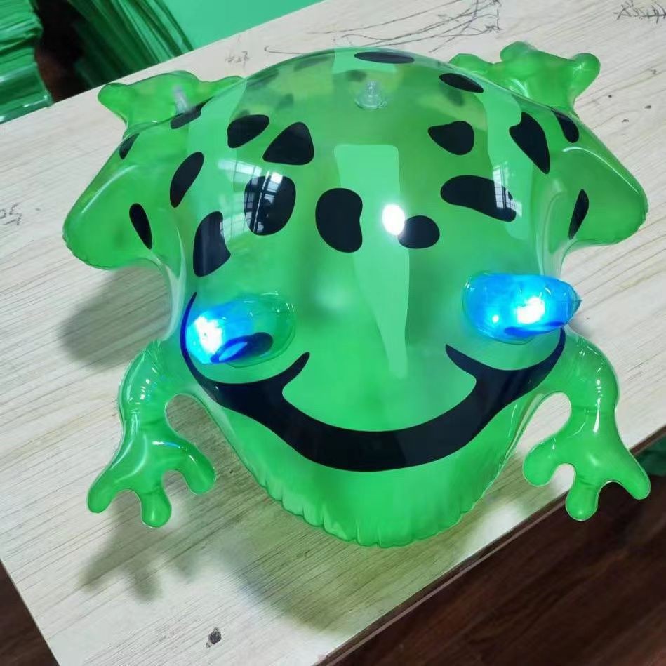 Luminous Inflatable Frog PVC Frog Tire Pump Children Frog Balloon Large Elastic String Net Red Frog Balloon