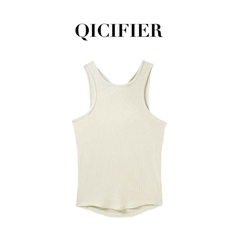 Qcfe Spring/Summer New Back Hollow-out Twisted Sports Vest Breathable Nude Feel Outdoor Running Sports Workout Clothes for Women