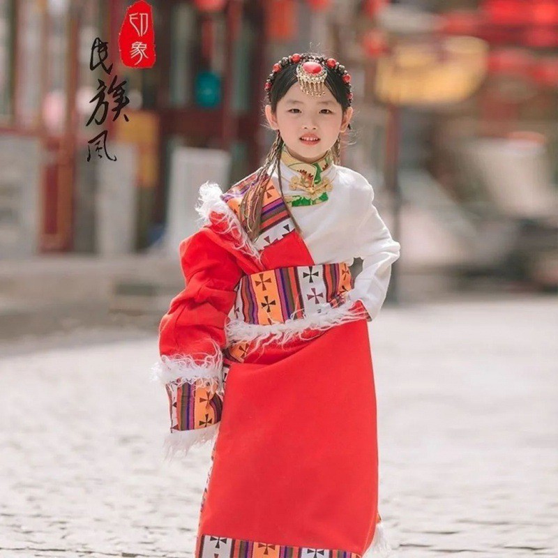 新款男童女童藏袍轻薄现货旅游写真藏族民族风演出服旅