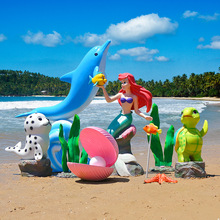户外沙滩仿真海洋动物摆件海底创意玻璃钢雕塑海星贝壳珊瑚装饰品