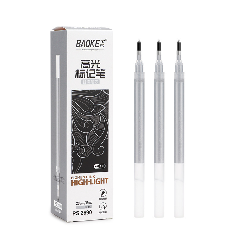 Baoke Painting Mark Flash Journal Pen Gold Silver White Highlight Stick Art Color Gel Pen 1.0