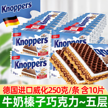 德国进口knoppers牛奶榛子巧克力威化饼干250g儿童小零食厂家批发