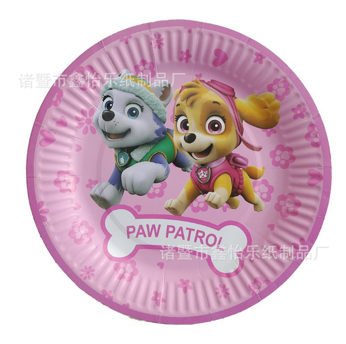 Spot Pink Paw Patrol Theme Children's Birthday Party Tissue Paper Cup Paper Pallet Tablecloth Decorations Arrangement Props