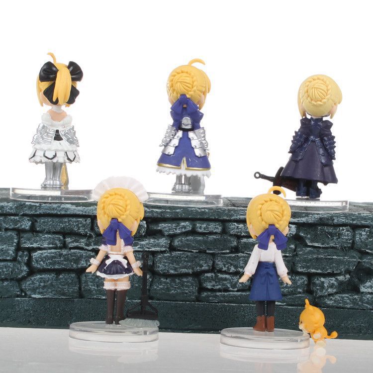 fate命运之夜手办5款q版saber塞巴女仆便服战斗公仔模型-阿里巴巴