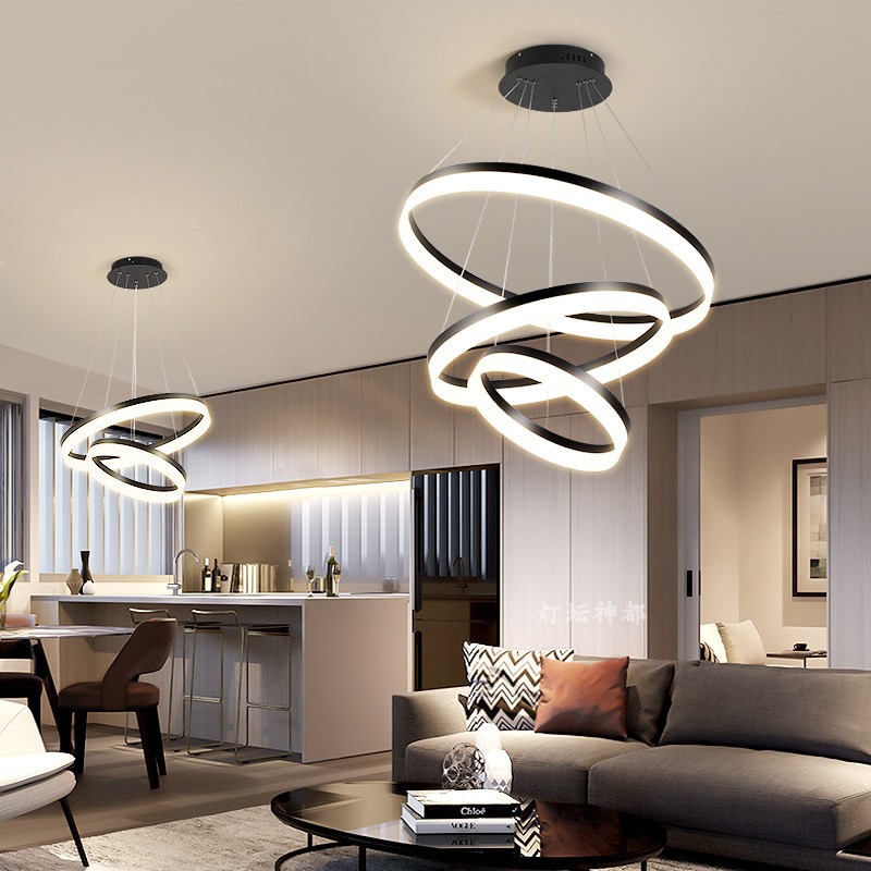 后现代简约圆环形餐厅吊灯 北欧风大气客厅灯卧室个性创意led灯具