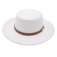 亚马逊法式名媛爵士帽遮阳帽金属皮带毡帽模特礼帽影楼写真毛呢帽
