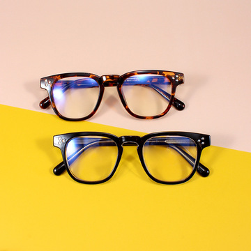 定制金属插针近视眼镜pc框架椭圆形防蓝光眼镜框时尚复古平光镜女