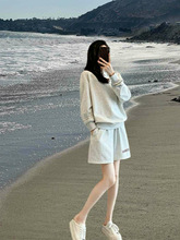 时尚运动套装女秋季2023新款韩版潮流气质宽松长袖卫衣短裤两件套
