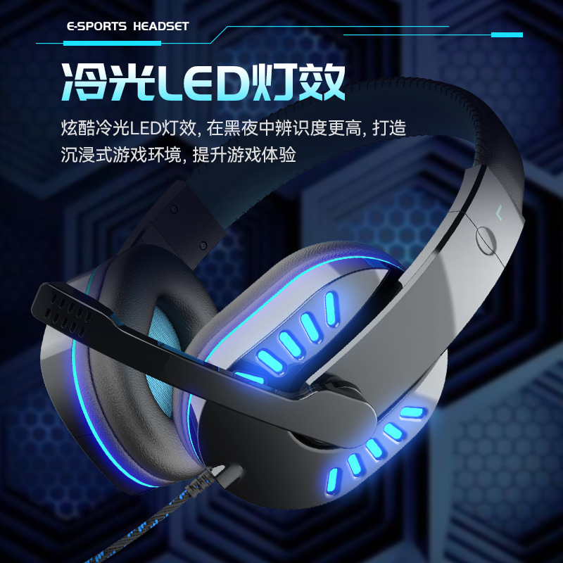 Soyto Wired Computer Ps5 Headset with Microphone Luminous Game Headphone Head-Mounted Gaming Headsets Chicken Delivery