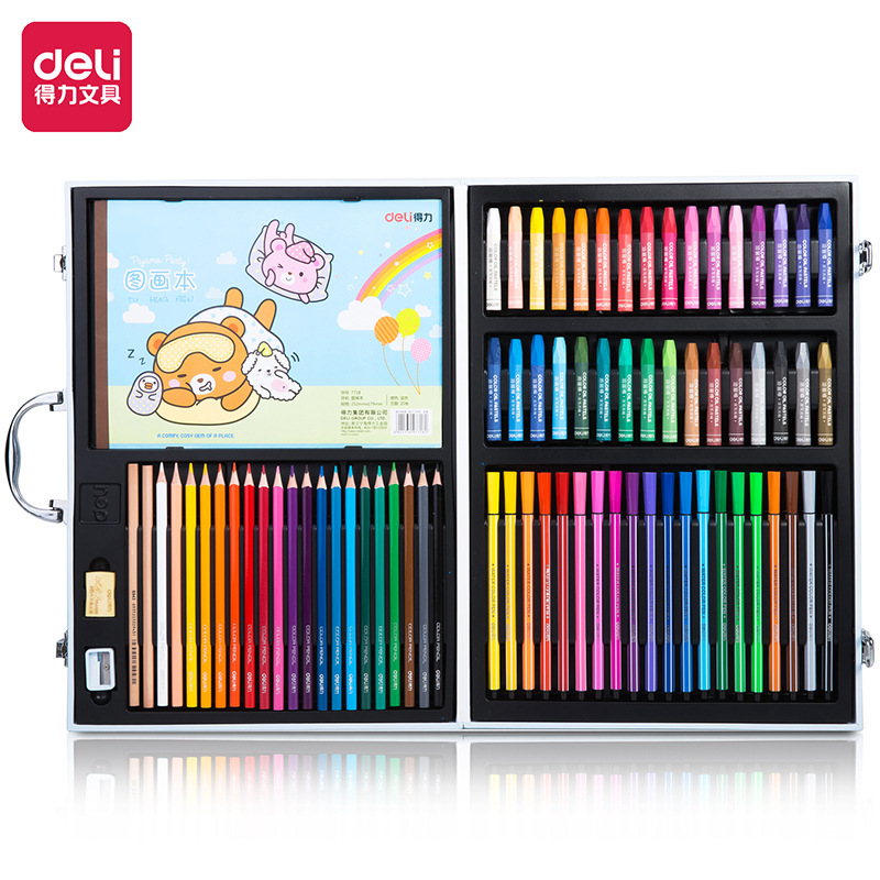 得力(deli)儿童78件套涂鸦绘画大礼包礼盒水彩笔马克笔玩具75401