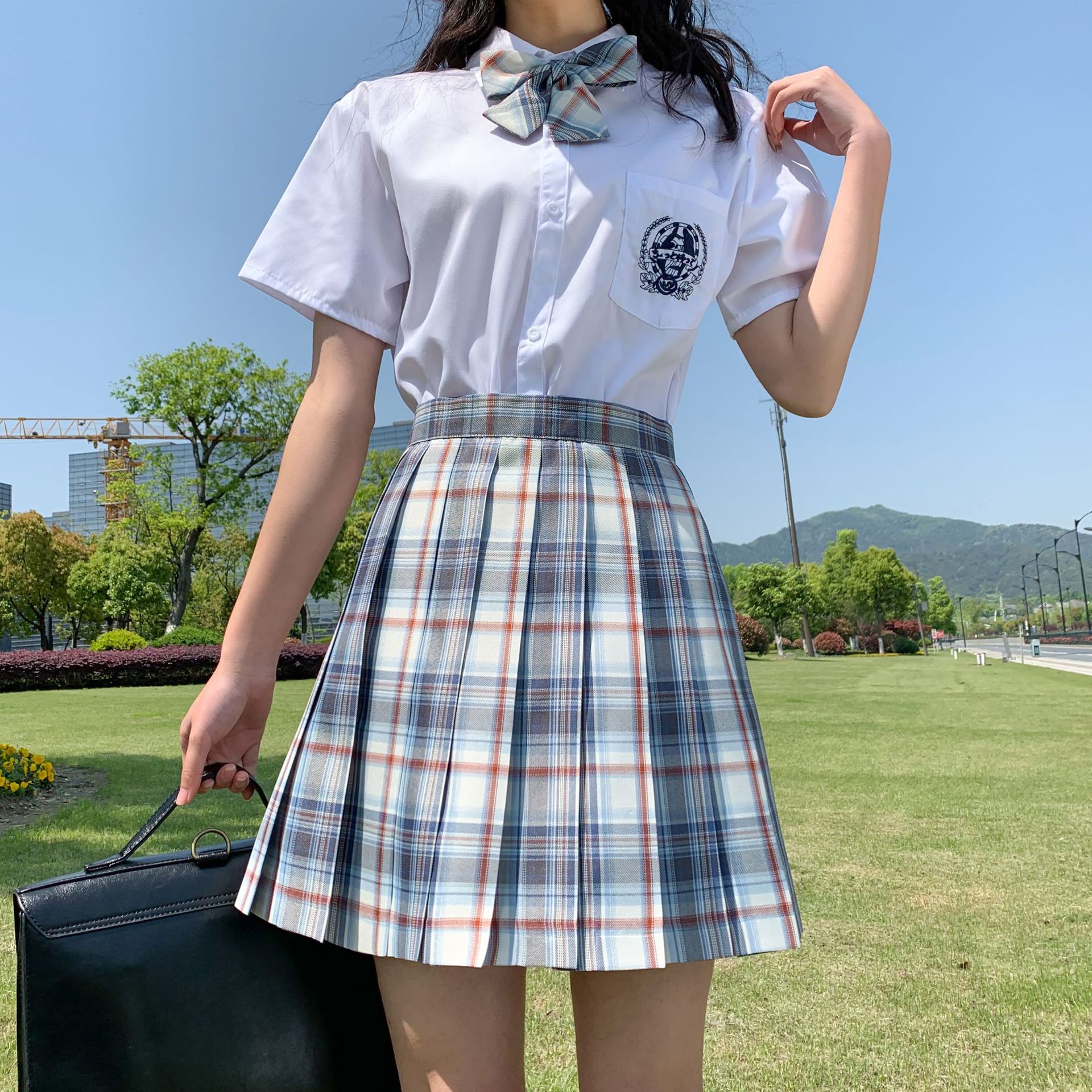 小酸奶格裙正统原创jk制服裙日系学生百褶裙清新学院风半身裙