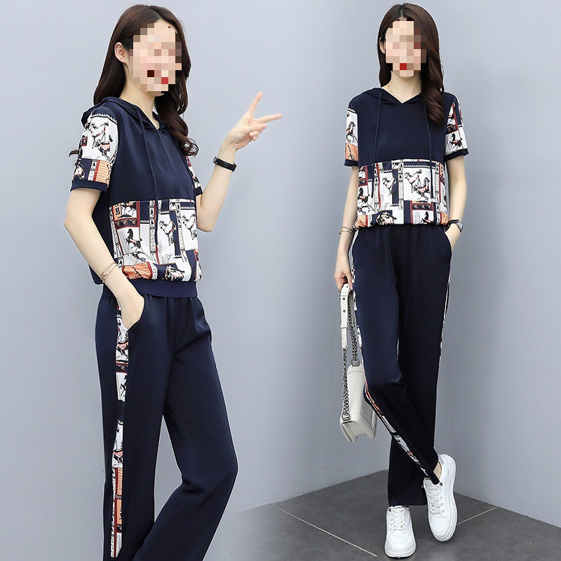 夏装新款休闲运动套装女洋气减龄显瘦妈妈气质两件套女装潮-阿里巴巴