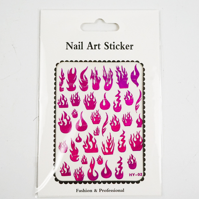 Nail Stickers Paper Self-Adhesive Flame Sticker Internet Celebrity Decals Black and White Gold and Silver Flame Adhesive Nail Sticker Decoration Nail Stickers