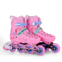 新款单排轮滑鞋PU闪光轮儿童滑板鞋可调节全包防撞溜冰鞋直排轮