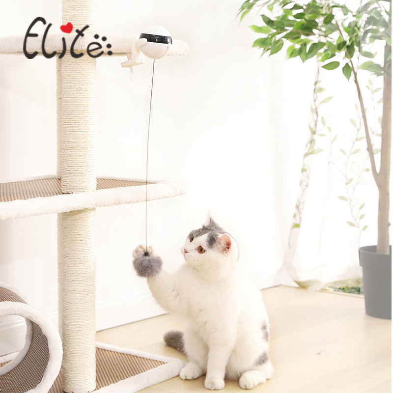 In Stock Wholesale Electric Cat Toy Fixed Lifting Cat Grasping Ball Plush Toy Self-Hi Pet Supplies