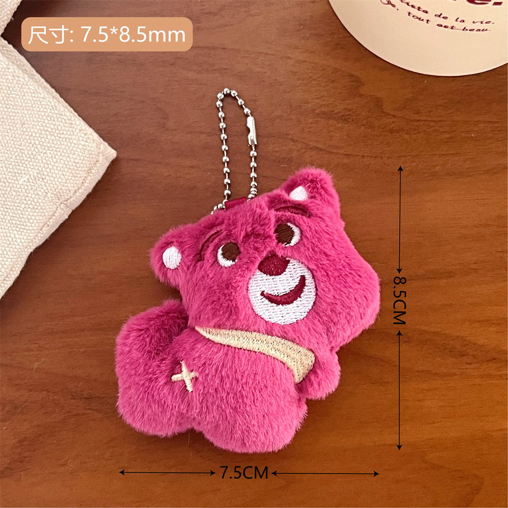 Cute Cartoon Plush Bear Puppy Key Chain Pendant Girly Heart Decoration Doll Doll Bag Bag Charm Wholesale