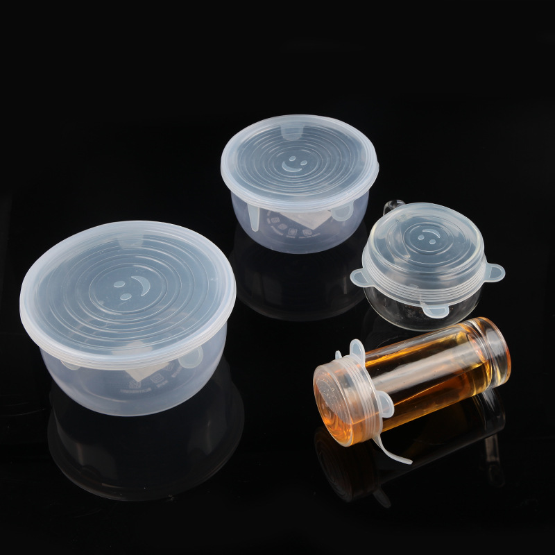 硅胶保鲜盖6件套可拉伸杯盖笑脸盖多用水果蔬菜保鲜膜保鲜碗盖