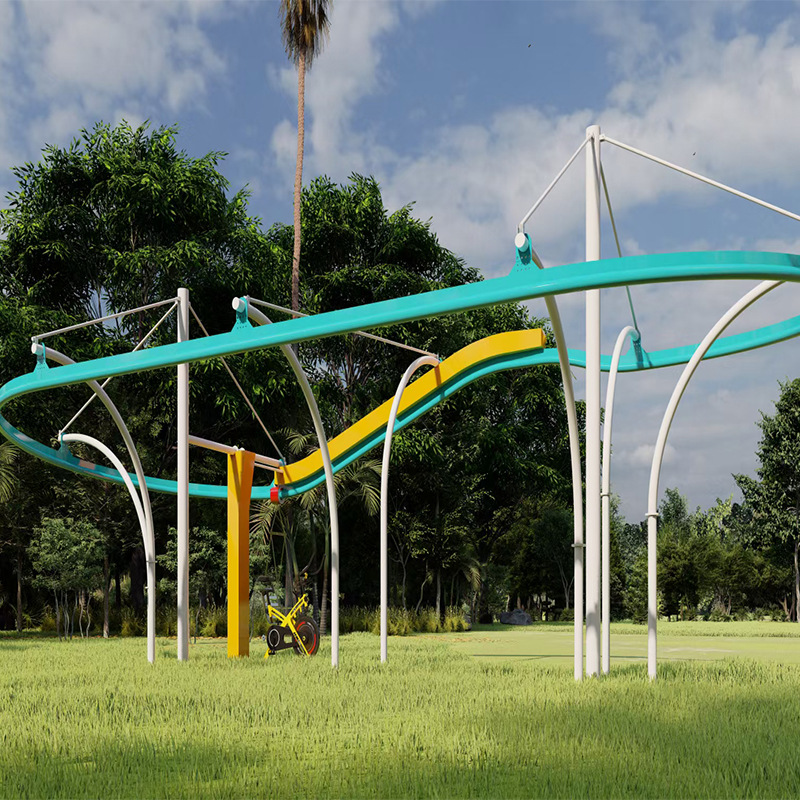 网红新款坑爹回旋滑索 亲子互动脚踏人力滑滑索游乐场无动力设备