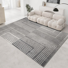 灰色几何客厅地毯圈绒TPR底地毯现代简约卧室床边毯耐脏书房地毯