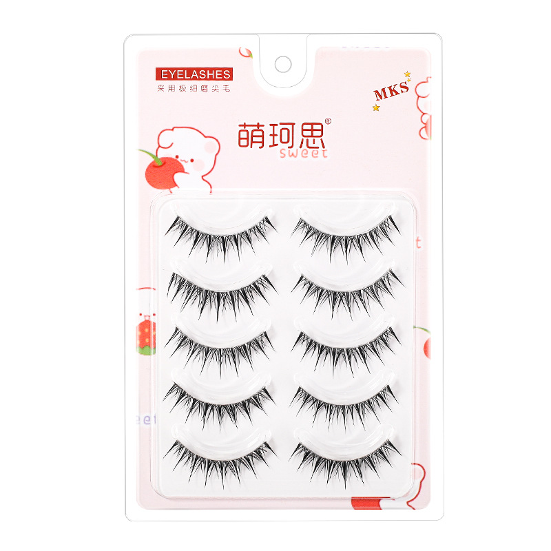 Meng Qisi A06 False Eyelashes Natural Simulation One-Piece False Eyelashes Full Cluster Transparent Fine Stem Little Devil Supernatural