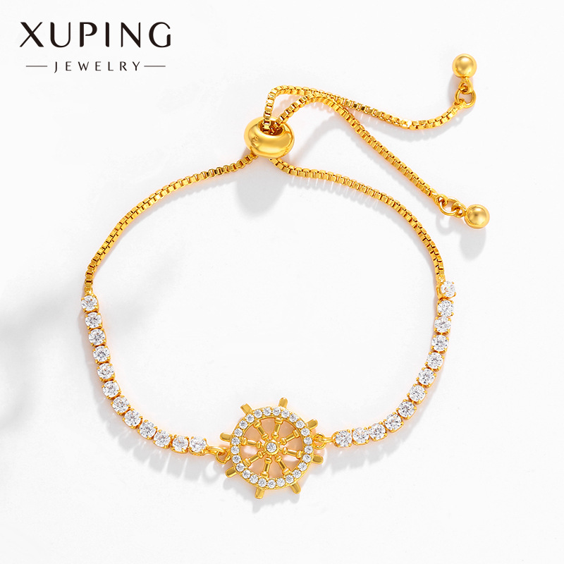 Xuping Jewelry Simple and Stylish Personality Rudder Bracelet Stretch Adjustable Inlaid Artificial Zircon Bracelet Wholesale