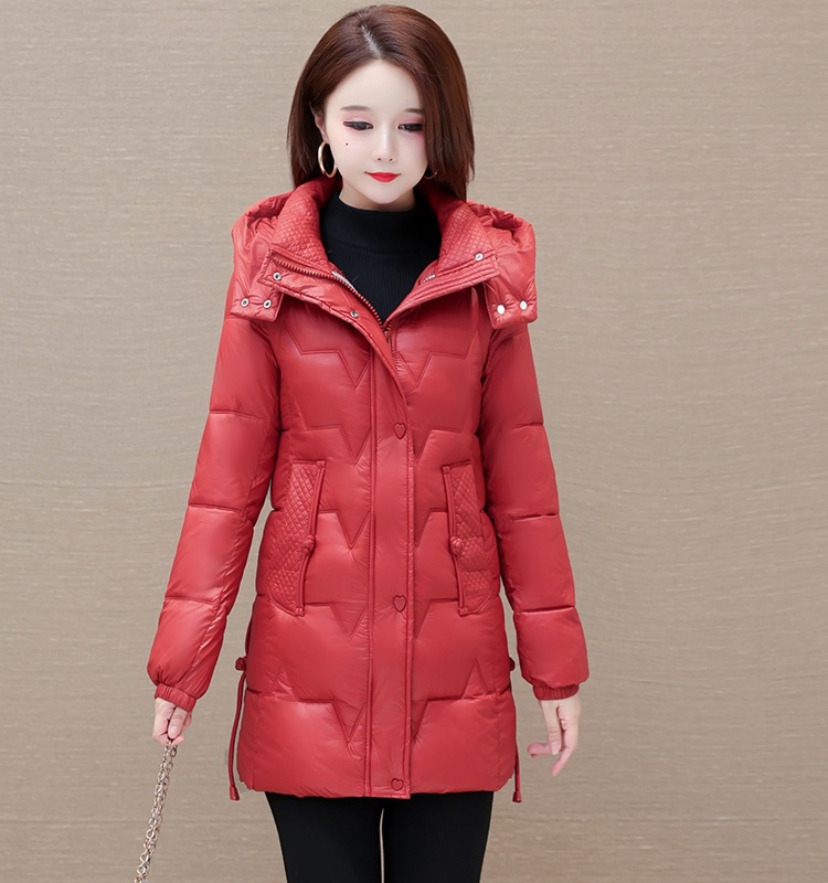 羽绒棉服女2023冬季女士中长款棉袄洋气连帽显瘦加厚保暖棉衣外套