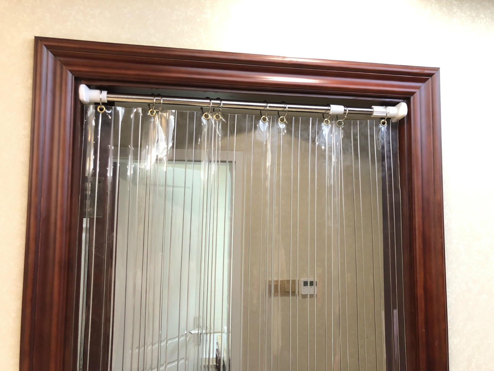 免打孔门帘透明塑料pvc皮帘子挡风隔断隔热可推拉可拆卸防尘保温