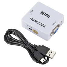 HDMI转VGA转换器 带音频高清盒子电脑vga接口连接线HDMI2VGA跨境