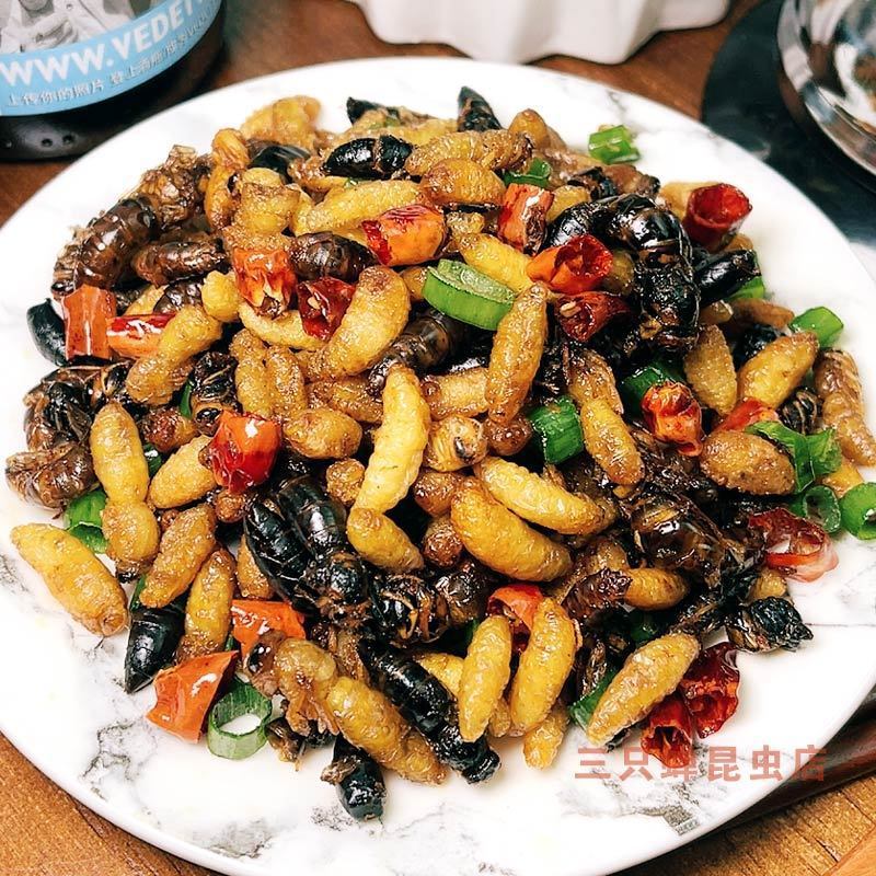 新鲜油炸小蜂蛹昆虫美食即食虫子小吃零食炸树蜂小马蜂低一件代发