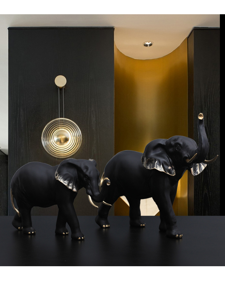 北欧现代轻奢情侣大象摆件创意家居饰品书柜装饰品办公室桌面商务