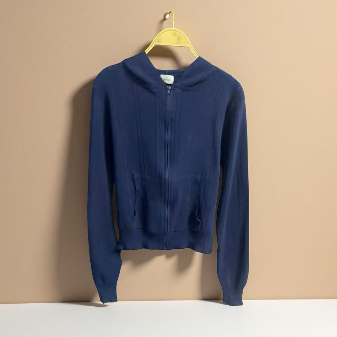 若楠同款蓝色连帽卫衣短外套女春秋韩系休闲慵懒风拉链开衫上衣