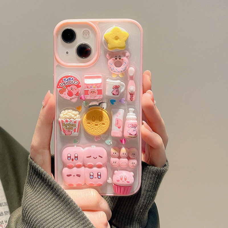 粉色少女心手机壳适用iphone14plus可爱团子苹果13牛奶12甜甜圈11