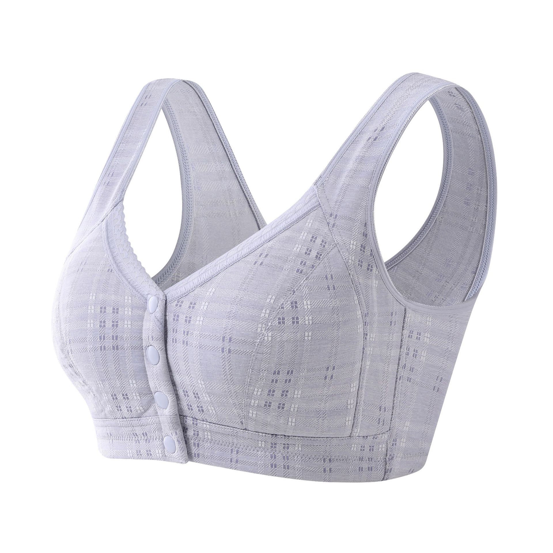 Wholesale Middle-Aged and Elderly Bra Vest-Style plus Size Underwear Front Buckle Mom Bra Wireless Bra