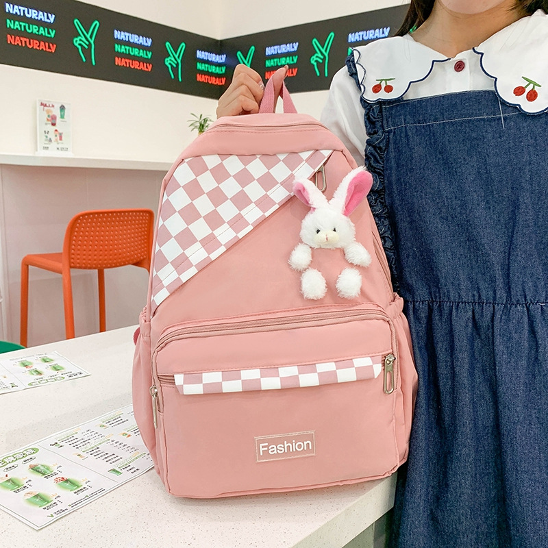 Factory Wholesale New Primary School Student Schoolbag Fashion Plaid Stitching Large-Capacity Backpack Cute Children Backpack