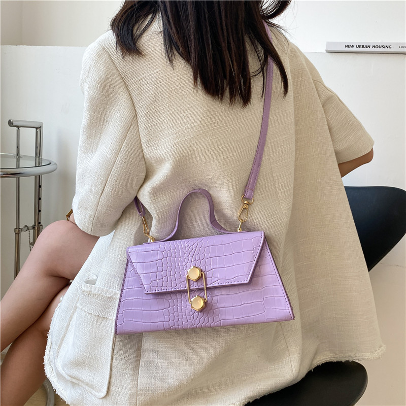 2021 Summer New Kelly Bag Candy Color Underarm Bag Printed Logo Macaron Color Crocodile Pattern Women Bag Customizable