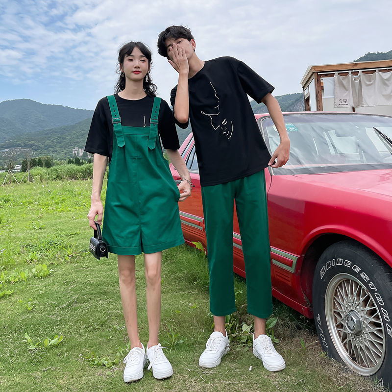 情侣装夏装2022新款t恤一男一女套装情侣款高颜值一套全套全身装