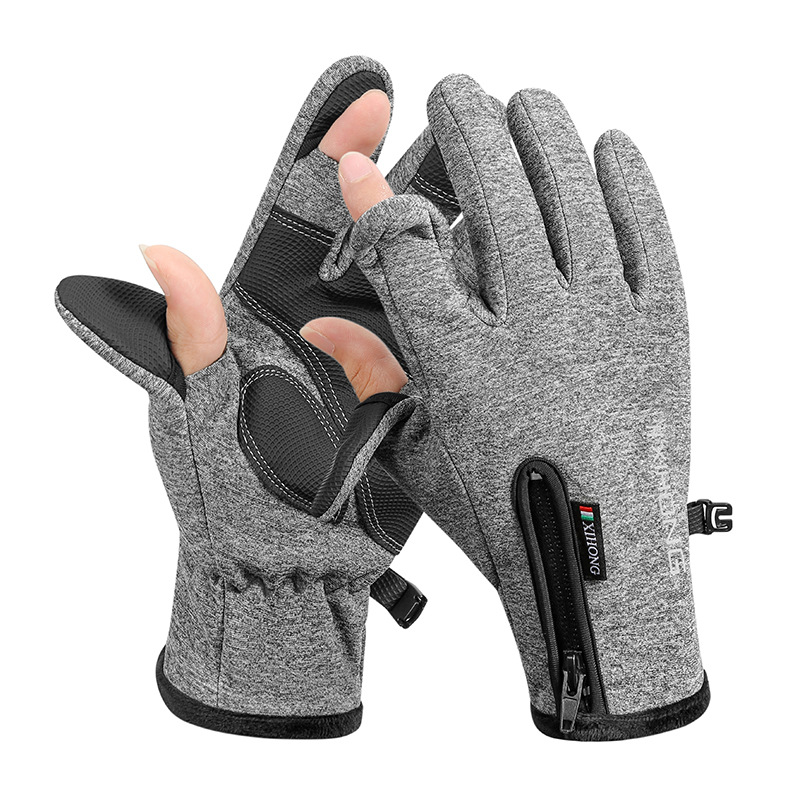 Winter Outdoors Cycling Gloves Wholesale Touch Screen Zipper Sports Waterproof and Hard-Wearing Fleece-Lined Mountaineering Ski Warm Gloves