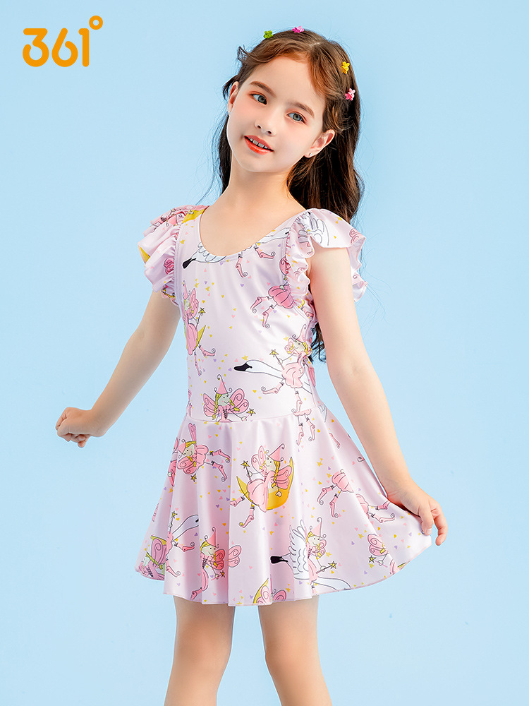 361儿童泳衣女夏2022新款女童公主裙式连体公主裙小童中大童泳衣
