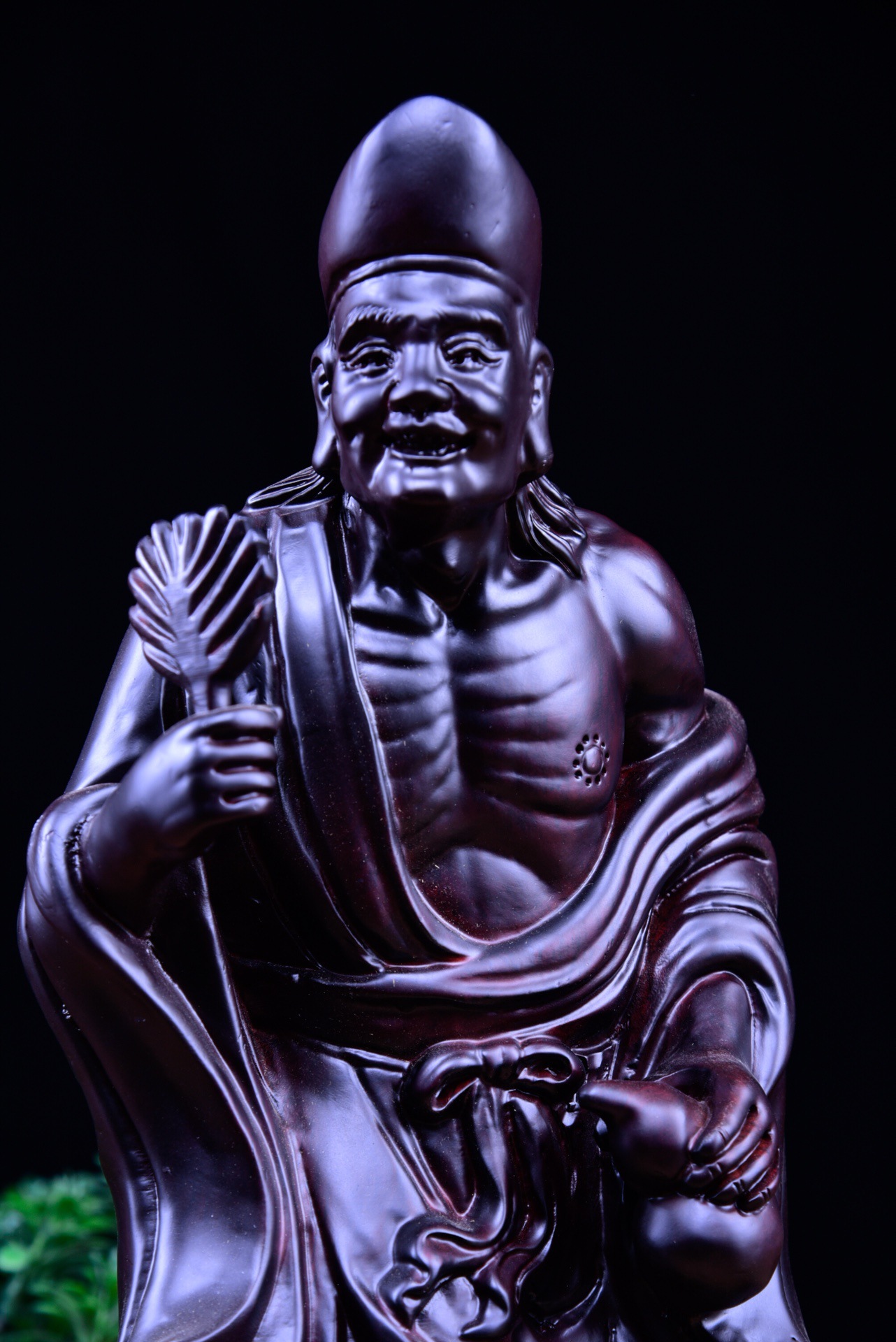 厂家批发黑檀木雕济世活佛摆件济公佛像红木工艺品家居装饰品摆件