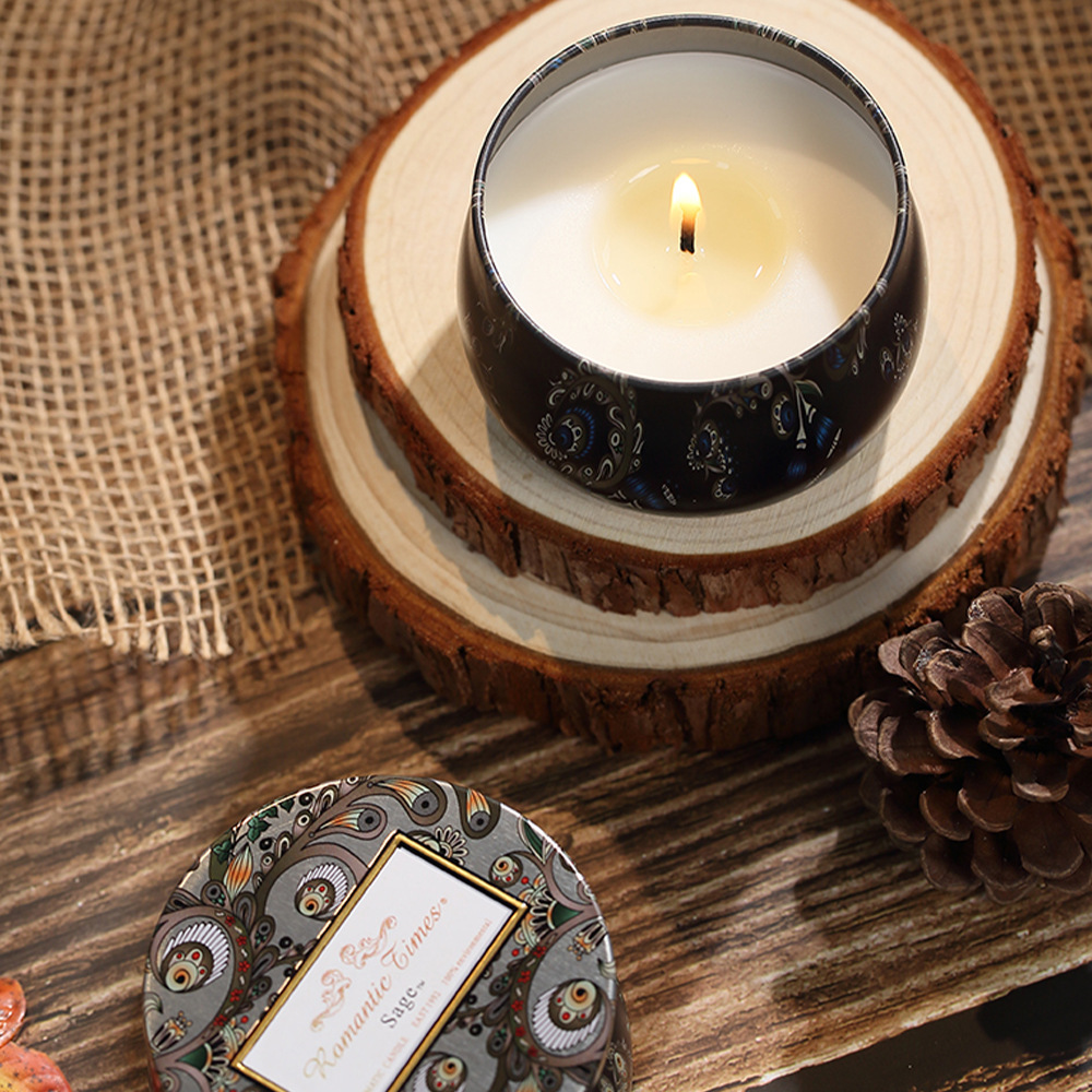 Organic Essence Oil Aromatherapy Candle Household Fragrance Gift Wholesale Creative Cross-Border Tinplate Can Candle