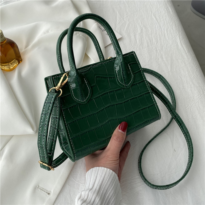 Women's Bag 2021 Spring New Fashion Textured Small Square Bag Simple and Fresh Shoulder Bag Messenger Bag Internet-Famous Tote