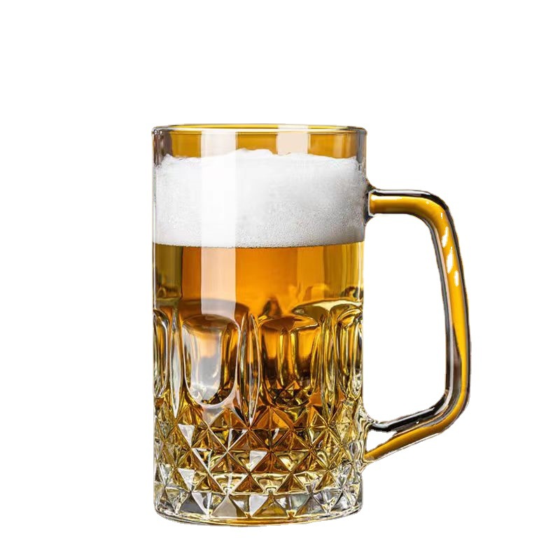 加制订玻璃啤酒扎杯 600ml钻石扎啤杯 一件批发 ktv酒吧印字logo