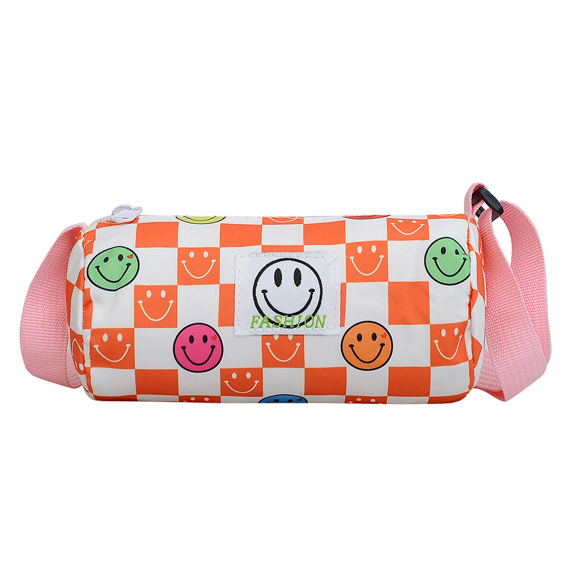 Korean Style Kid's Messenger Bag Fashion Chessboard Plaid Smiley Face Children Baby Shoulder Mini Bucket Pillow Bag Coin Purse