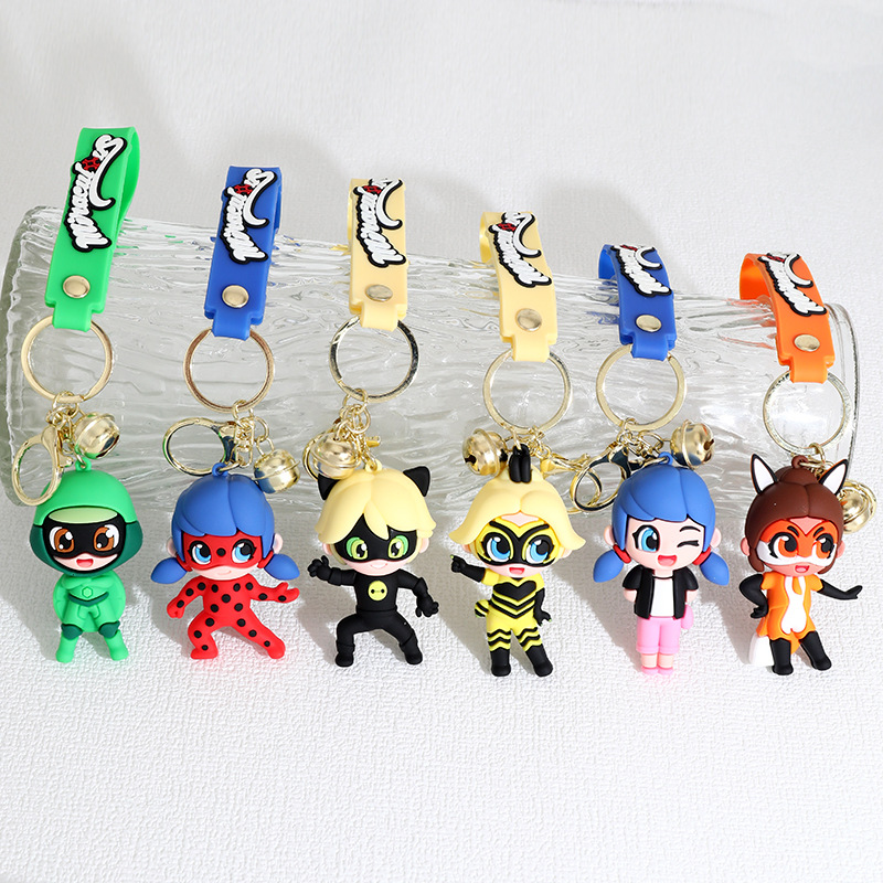 Cartoon Miracle Girl Black Cat Rolmike Phantom Doll Silica Gel Key Chain Pendant Bag Car Small Ornaments