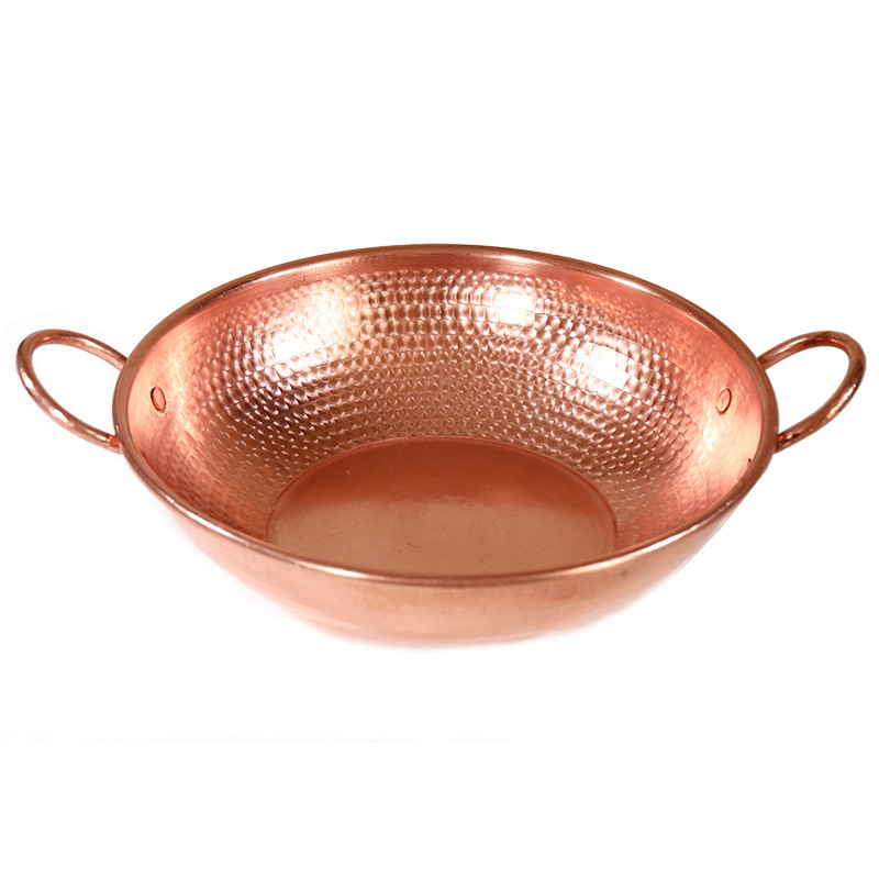 批发云南纯手工铜炒锅 紫铜炒菜珍珠锅 加厚纯铜锅火锅家用炒瓢电
