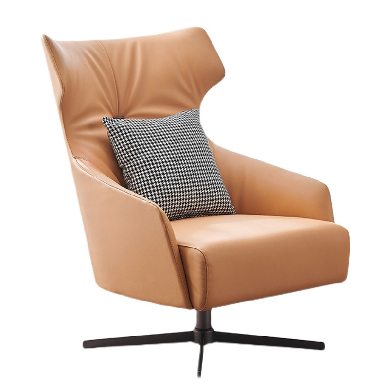 现代简约皮艺单人沙发客厅阳台设计师休闲椅网红懒人靠背旋转单椅