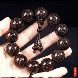 保真天然小叶紫檀手串男爆满金星老料108颗佛珠手链男女文玩批发