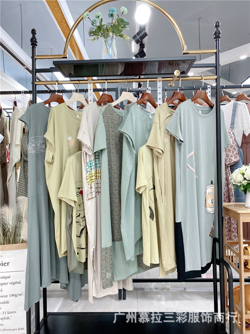 品牌尾货女装述忘22夏大码女装撤柜品牌女装折扣直播货源剪标走份