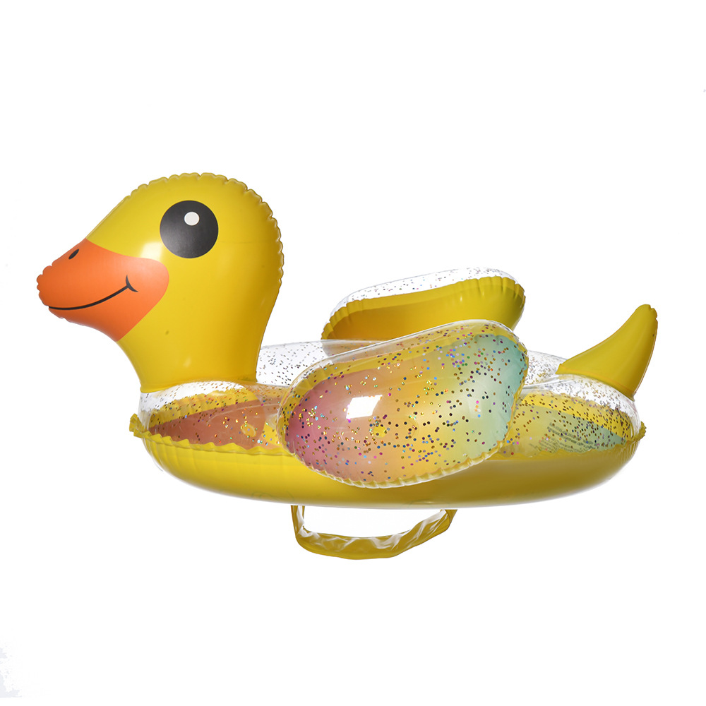 Inflatable Float Small Yellow Duck Baby Pedestal Ring Thickened PVC Children's Water Swim Ring Cartoon Underarm Swimming Ring Wholesale