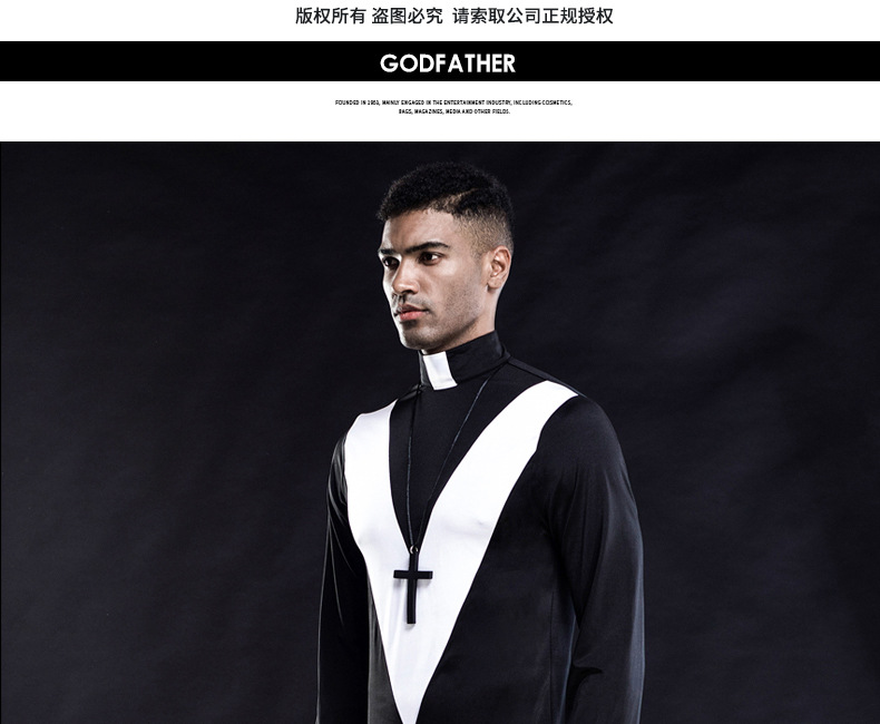 jsy万圣节神父扮演服西方牧师教父游戏演出服跨境cos情趣制服7222